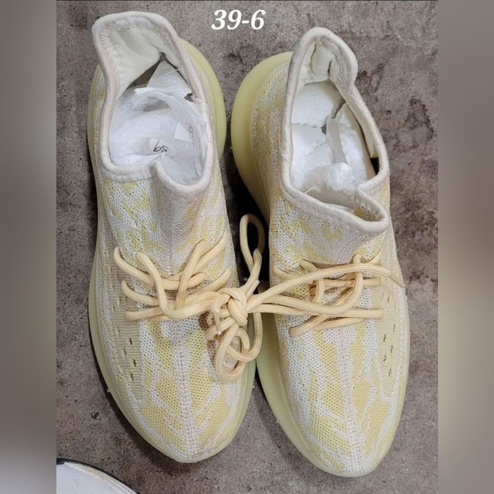 Boost Casual Yellow W/White Zebra Stripes Breathable Sports Sneakers Sizes 6-10